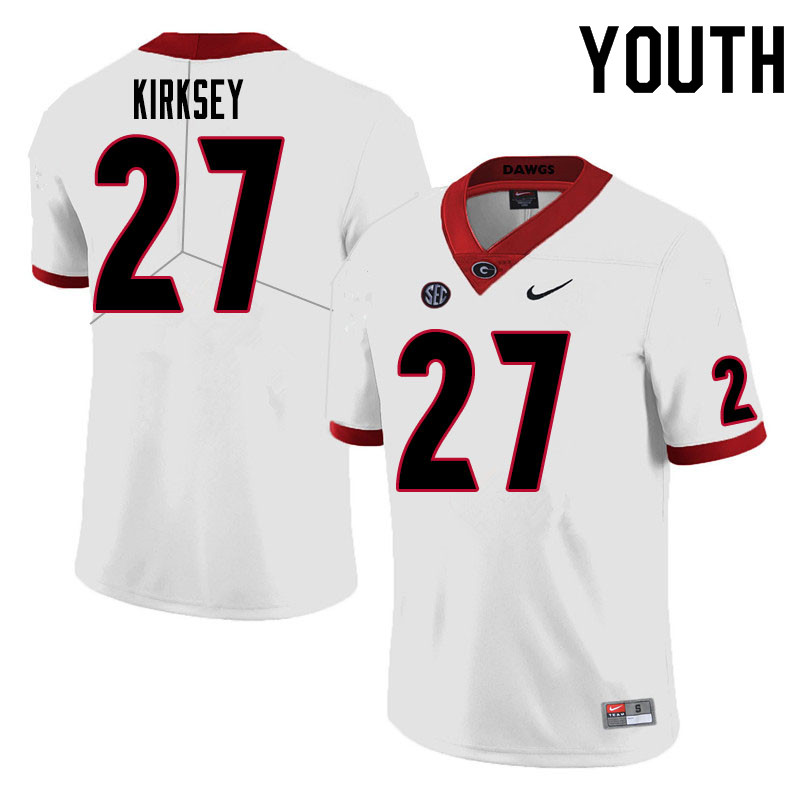 Youth #27 Austin Kirksey Georgia Bulldogs College Football Jerseys Sale-White - Click Image to Close